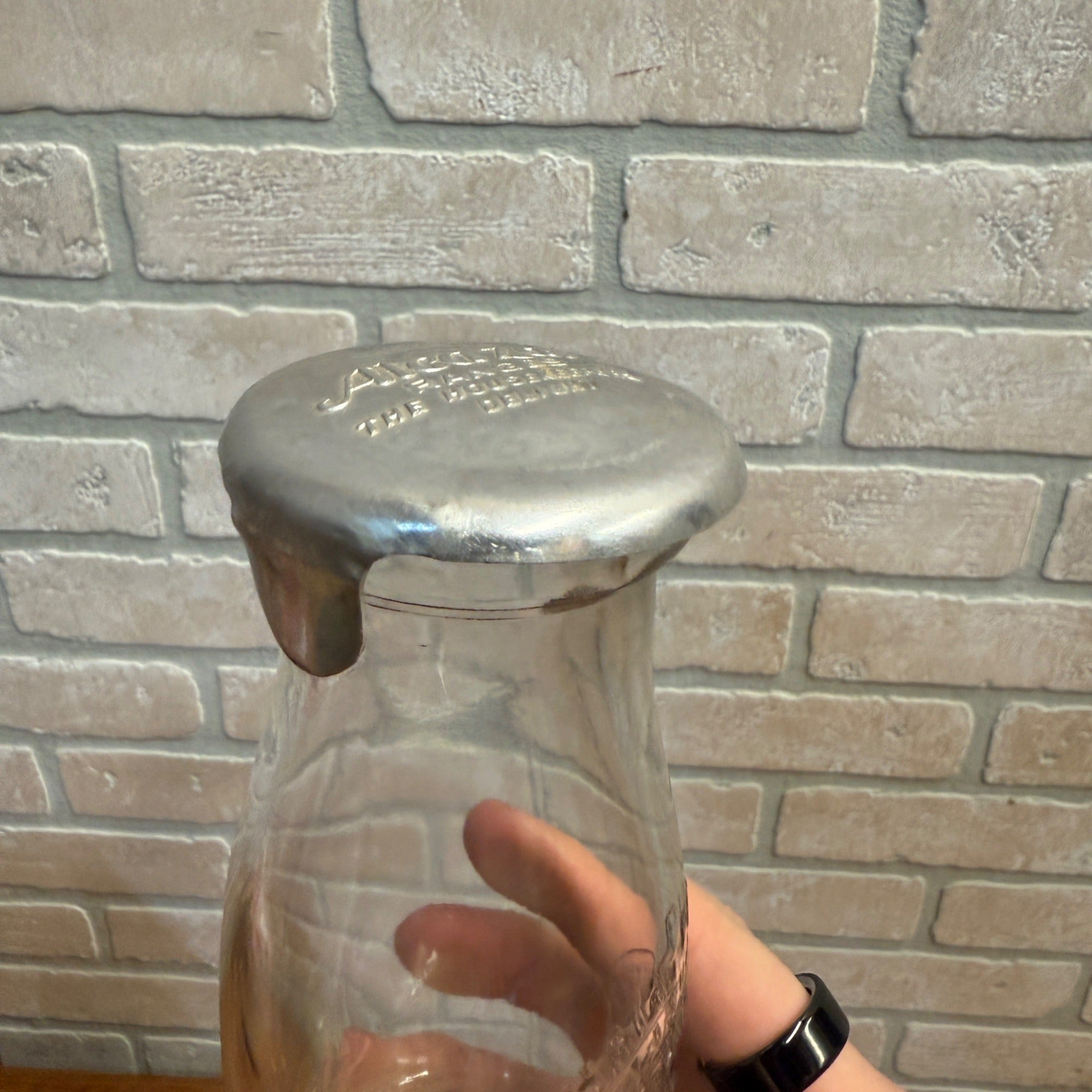 Vintage 1900s Aluminum Milk Bottle Cover Advertising Alcazar Ranges Milwaukee WI