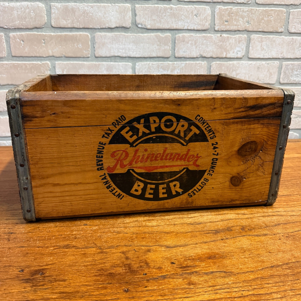 Vintage Rhinelander Beer Export Shorty Bottle Crate Case Brewery Wooden Wisconsin