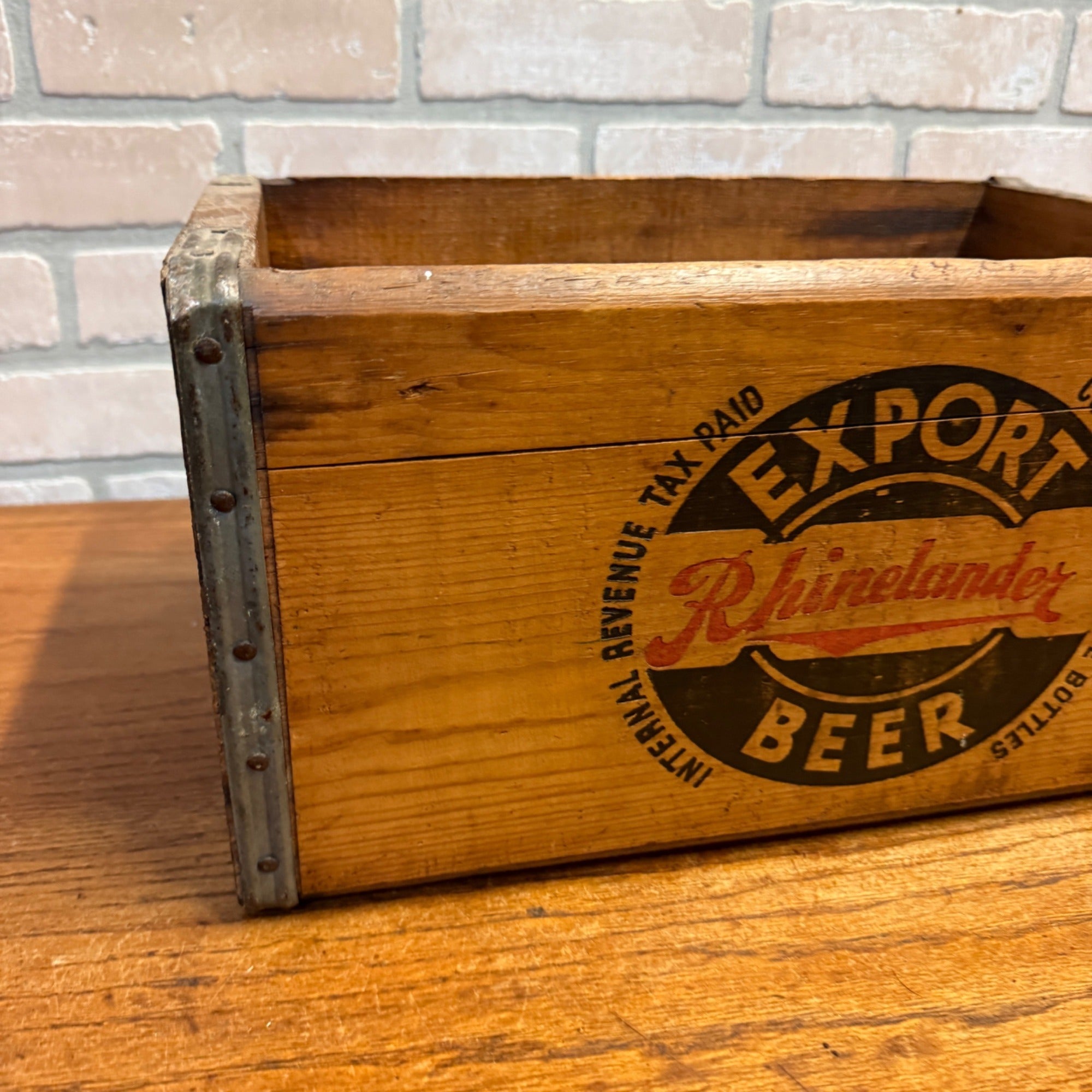 Vintage Rhinelander Beer Export Shorty Bottle Crate Case Brewery Wooden Wisconsin