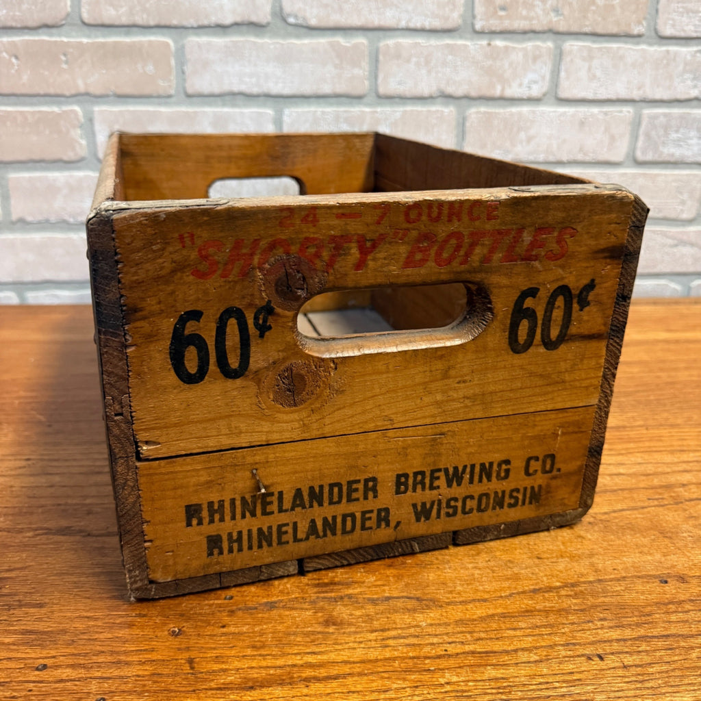 Vintage Rhinelander Beer Export Shorty Bottle Crate Case Brewery Wooden Wisconsin
