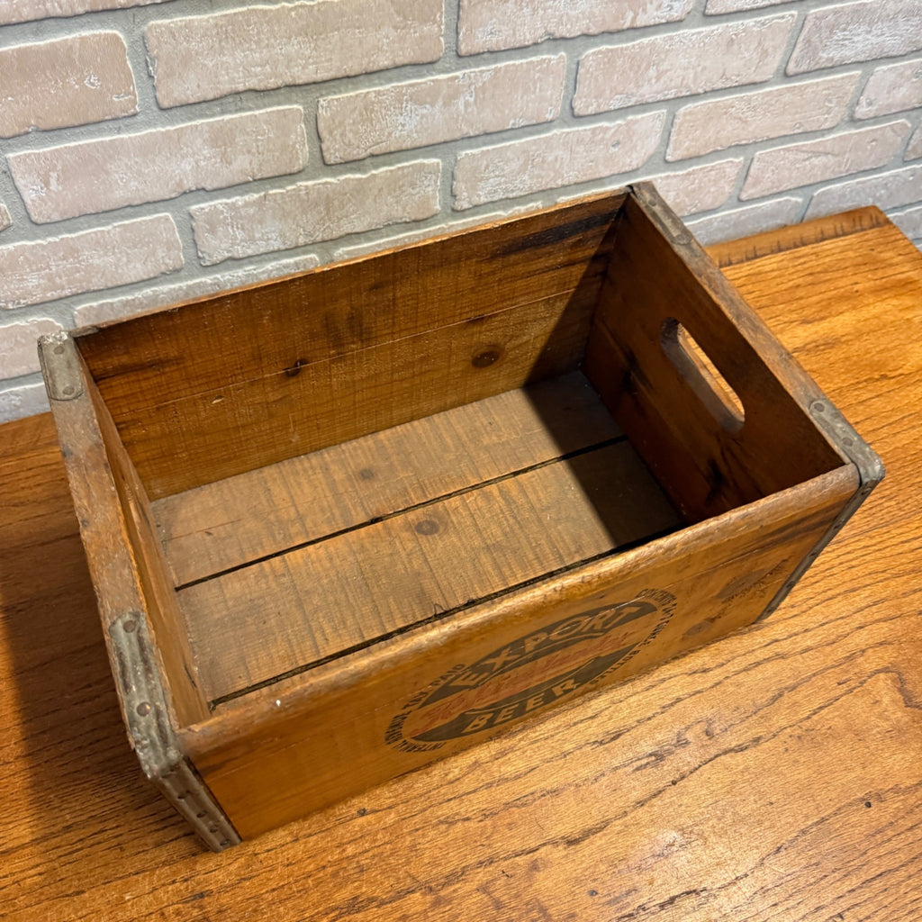 Vintage Rhinelander Beer Export Shorty Bottle Crate Case Brewery Wooden Wisconsin