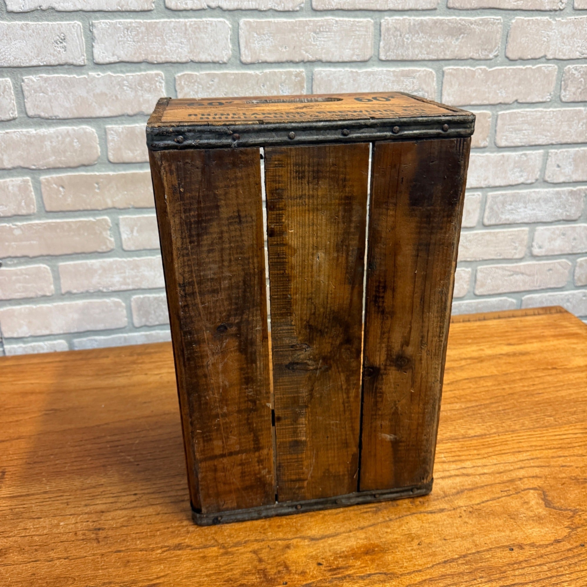 Vintage Rhinelander Beer Export Shorty Bottle Crate Case Brewery Wooden Wisconsin