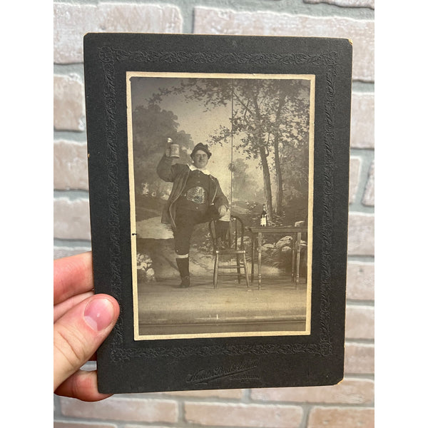 Antique Cabinet Photo Old Photograph German Bavarian Grenadier Beer Man Uniform