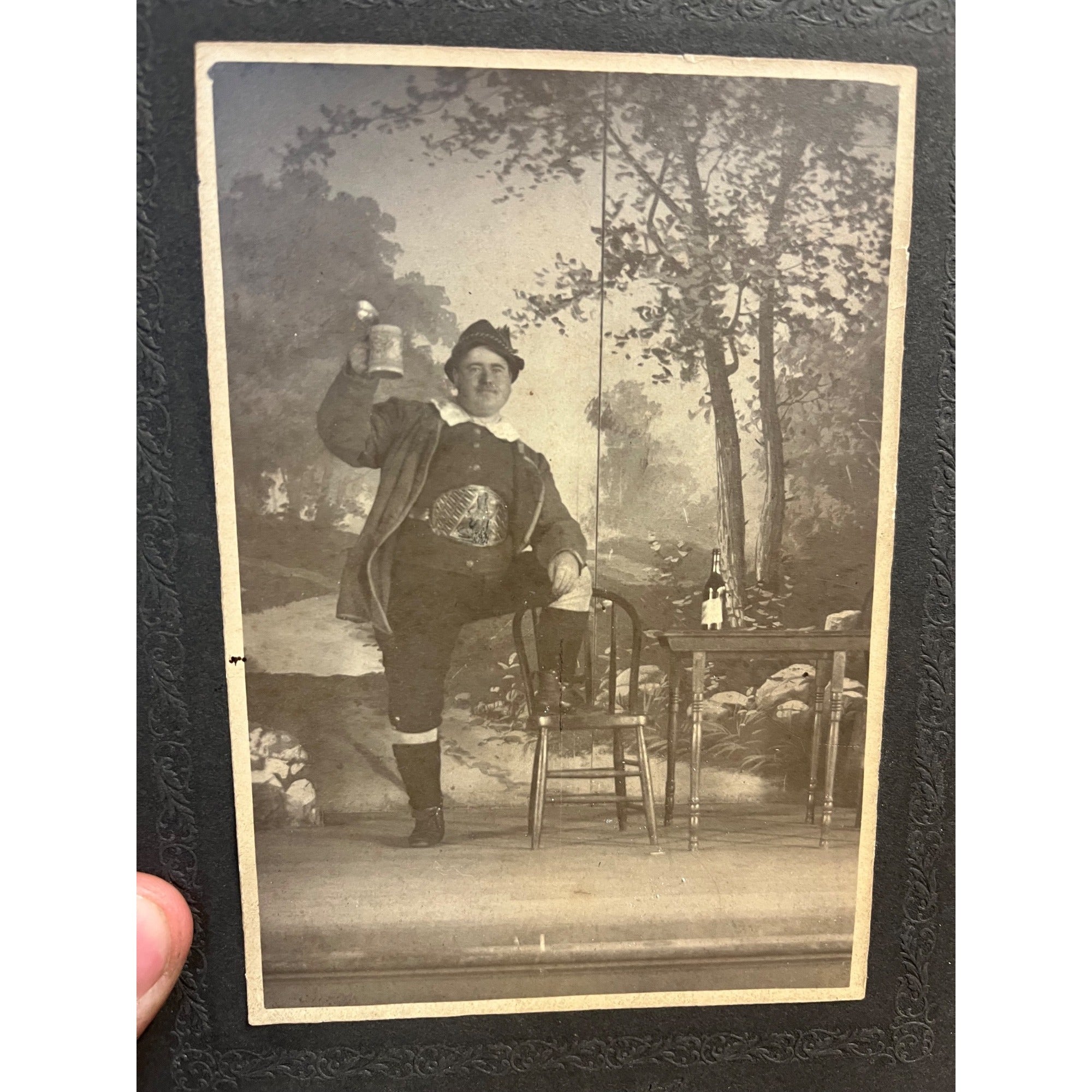 Antique Cabinet Photo Old Photograph German Bavarian Grenadier Beer Man Uniform