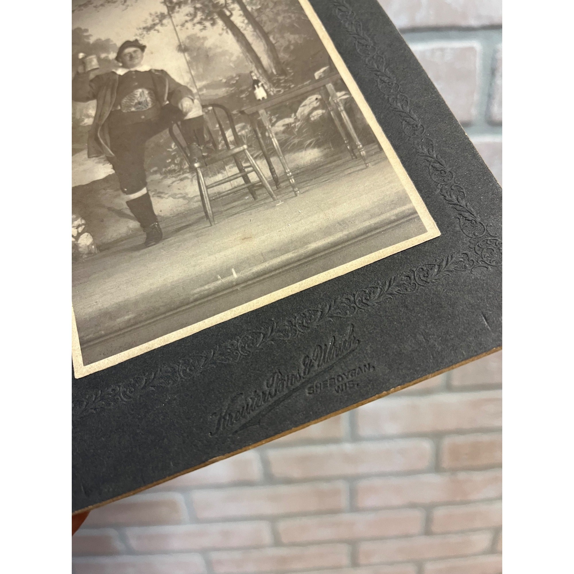Antique Cabinet Photo Old Photograph German Bavarian Grenadier Beer Man Uniform