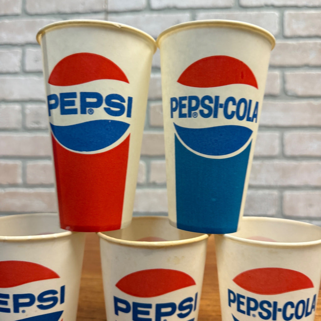 Lot Pepsi Cola Pepsi Soda Wax Advertising Paper Soda Cups