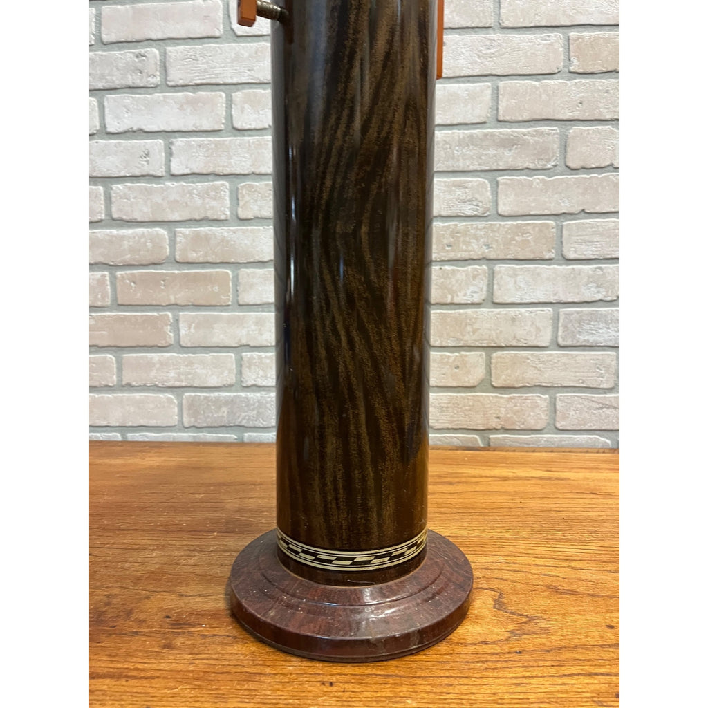 Vintage Brown Tin Litho Metal Smoking Stand Ashtray w/ Bakelite Handles Art Deco