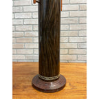 Vintage Brown Tin Litho Metal Smoking Stand Ashtray w/ Bakelite Handles Art Deco