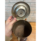 Vintage Brown Tin Litho Metal Smoking Stand Ashtray w/ Bakelite Handles Art Deco