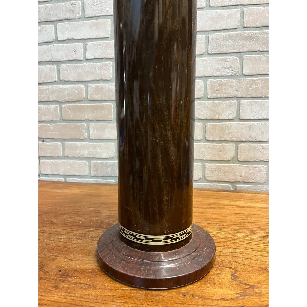 Vintage Brown Tin Litho Metal Smoking Stand Ashtray w/ Bakelite Handles Art Deco