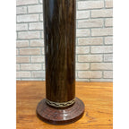 Vintage Brown Tin Litho Metal Smoking Stand Ashtray w/ Bakelite Handles Art Deco