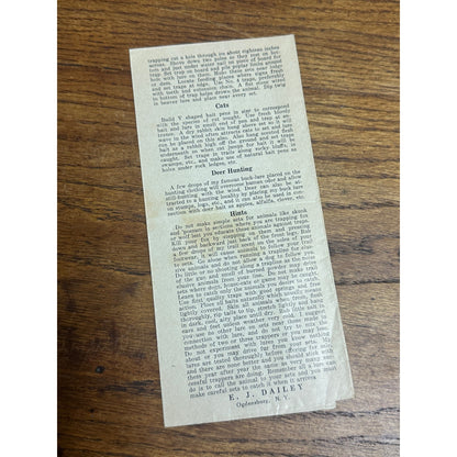 Vintage 1920s E. J. Dailey Super Trapping Methods Hunting Brochure Tips Guide
