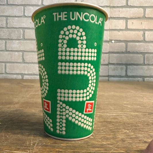 7up The Uncola Vintage Paper Wax Soda Promotional Cup Green Dot