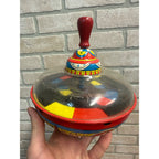 Antique Spinning Top Ohio Art Tin Litho Toy Multi-Color Swirl Whirl