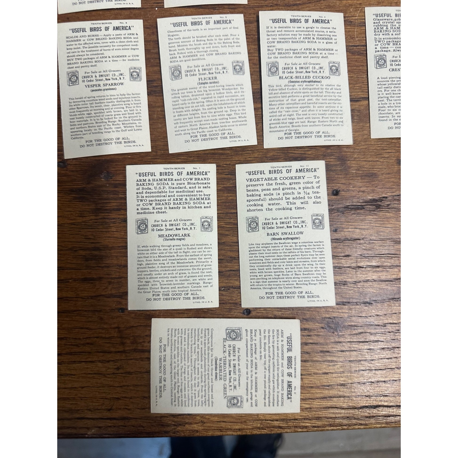1938 Church & Dwight Tenth Series Bird Trading Cards Lot (15) Non-Sports