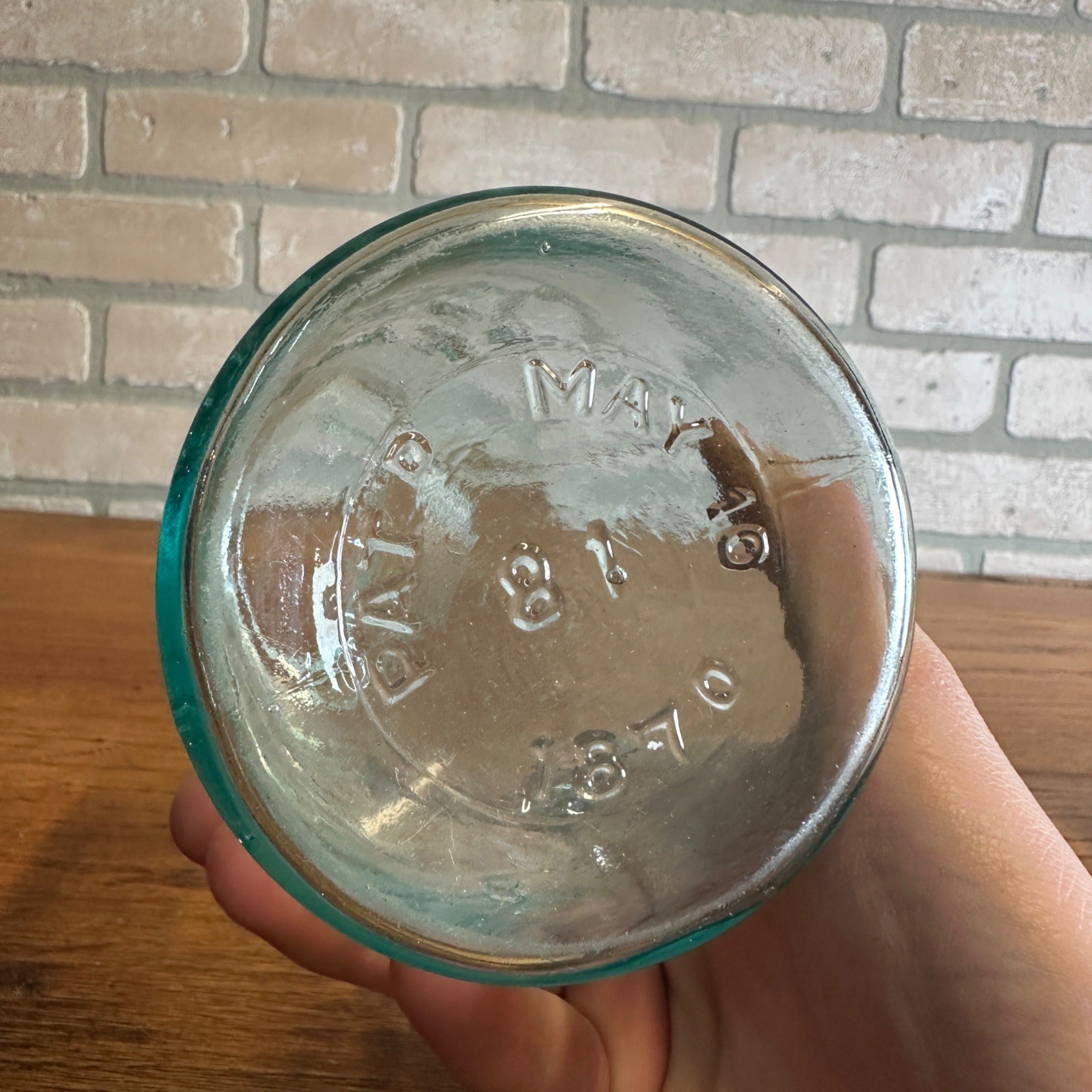 Antique Mason's improved Patented May 10th 1870 Canning Jar Blue - No Lid