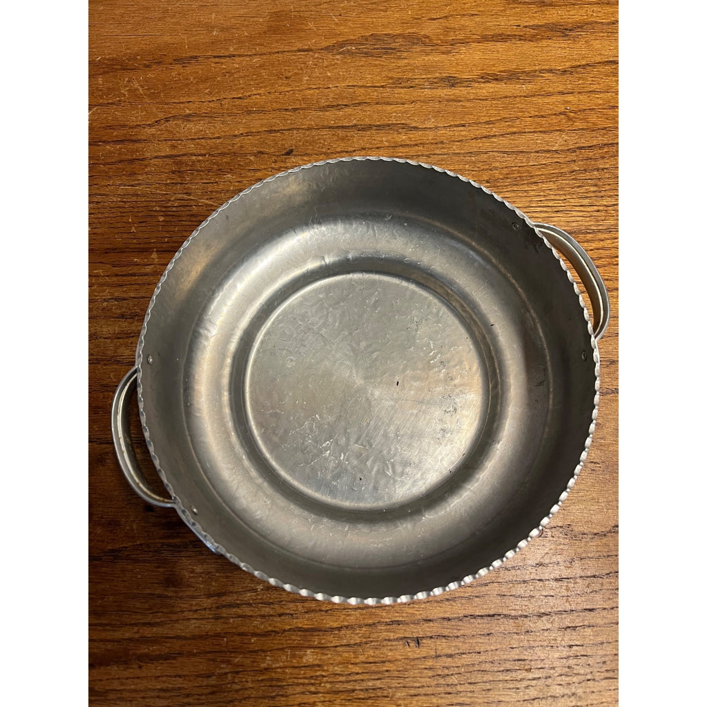 Vintage Aluminum Covered Dish Flower Hammered