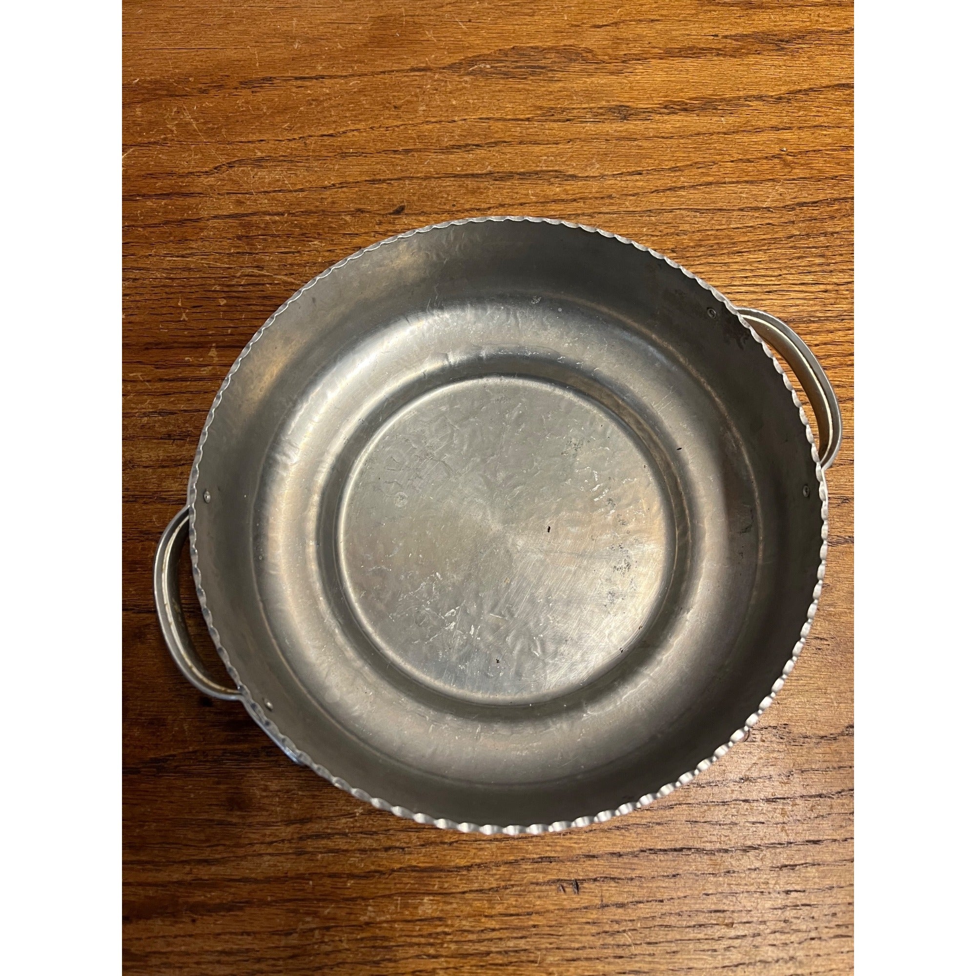 Vintage Aluminum Covered Dish Flower Hammered