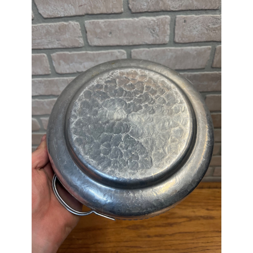 Vintage Aluminum Covered Dish Flower Hammered