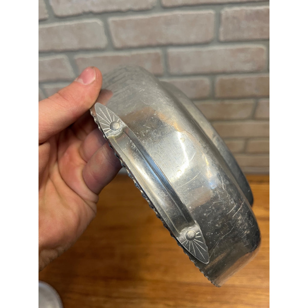 Vintage Aluminum Covered Dish Flower Hammered