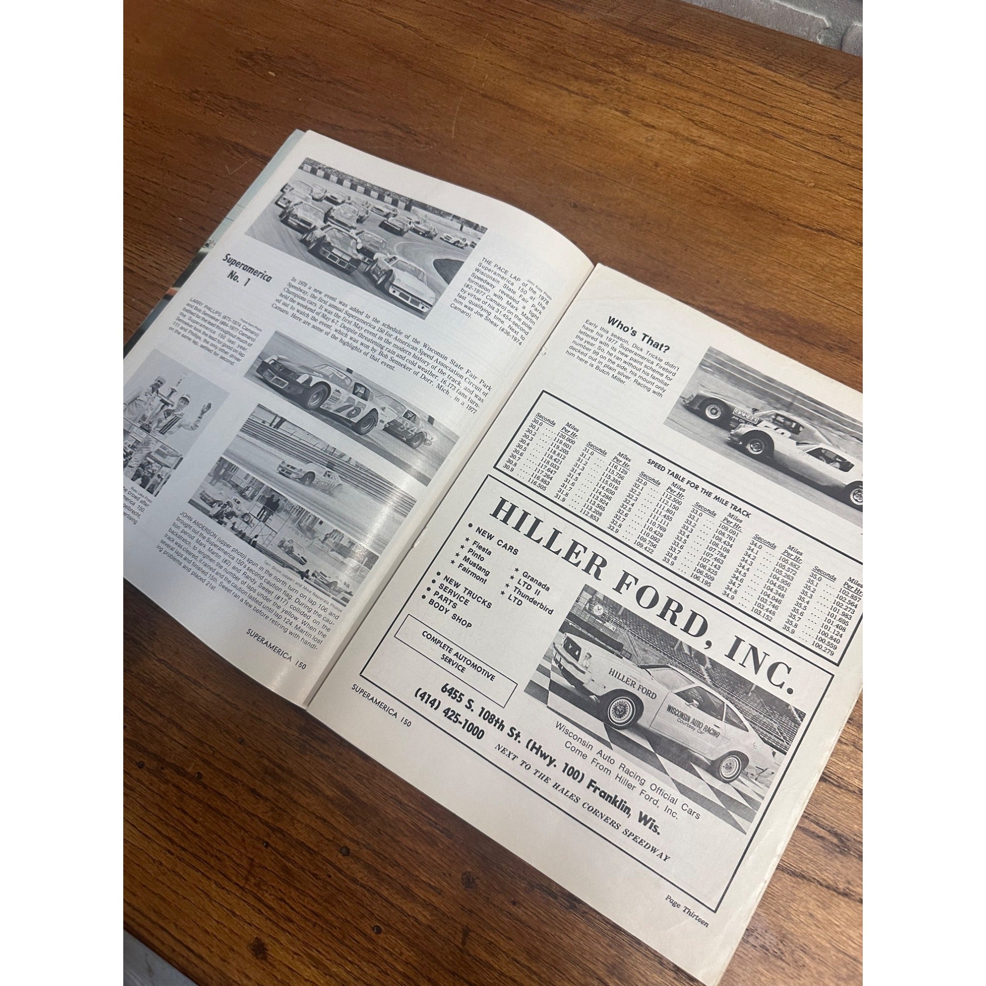 1979 SuperAmerica 150 Stock Car Race National Championship Souvenir Program Wisconsin