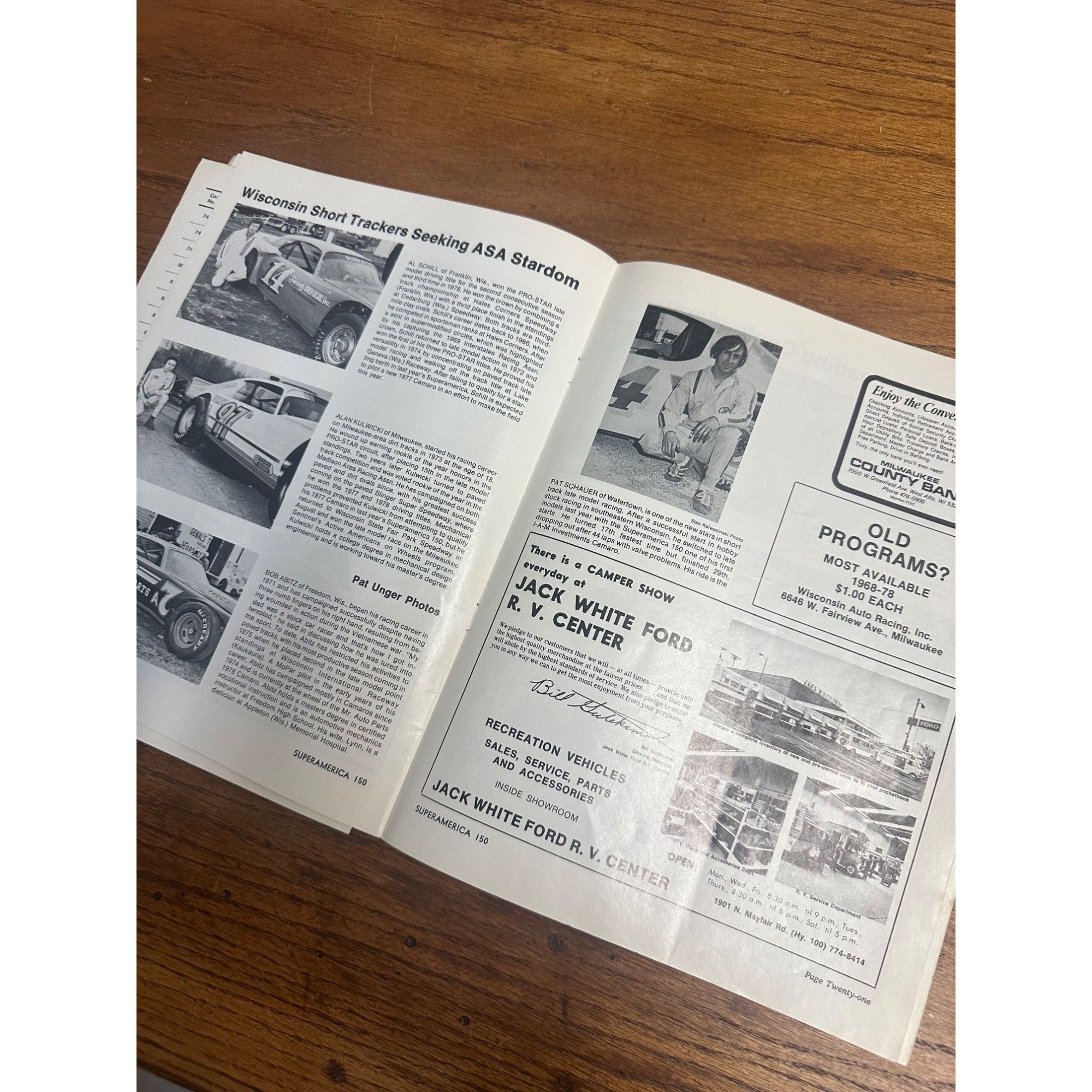 1979 SuperAmerica 150 Stock Car Race National Championship Souvenir Program Wisconsin
