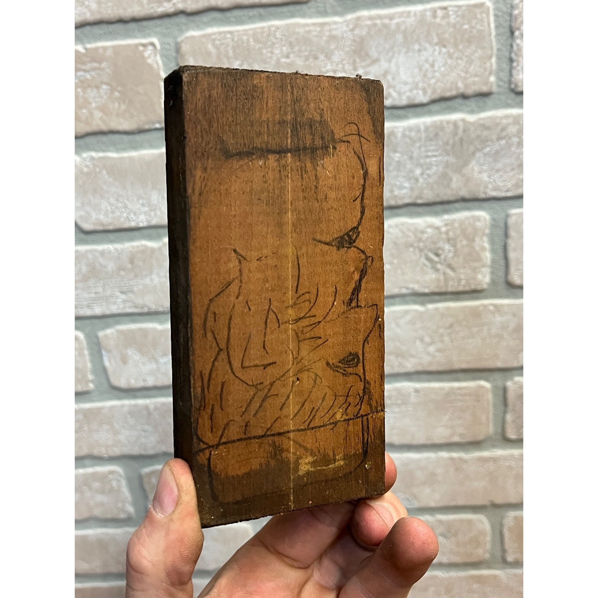 Vintage Letterpress Printing Block Man & Woman Walking Dogs Typeset Stamp