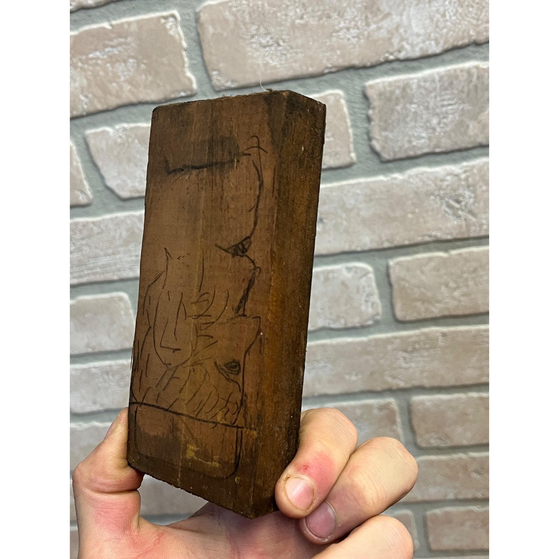 Vintage Letterpress Printing Block Man & Woman Walking Dogs Typeset Stamp