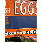Vintage 1950s Original Beacon Feeds Fresh Eggs Farm Metal Sign
