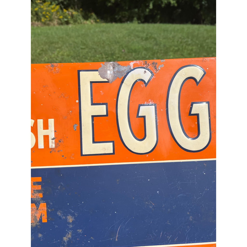 Vintage 1950s Original Beacon Feeds Fresh Eggs Farm Metal Sign