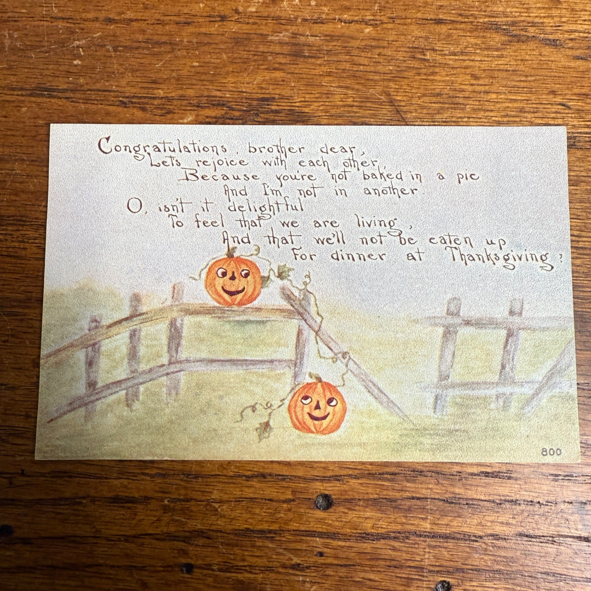 JOL's in Pumpkin Patch~ Halloween Thanksgiving Postcard~ F. A. Owen No. 800-z65