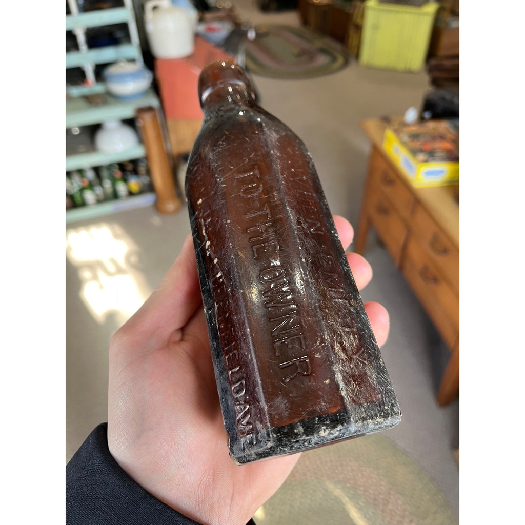 John Graf c1880s Milwaukee Wis Amber Brown Panel Soda Bottle Blob Top