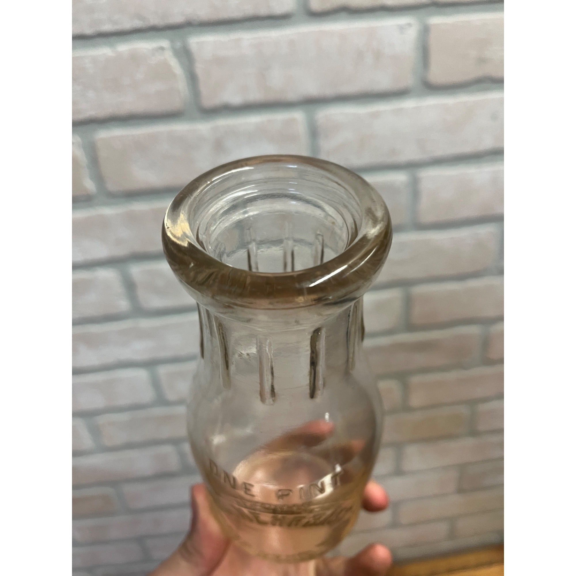 Vintage Jac Nehrbass One Pint Glass Milk Dairy Bottle West Bend, Wisconsin WI