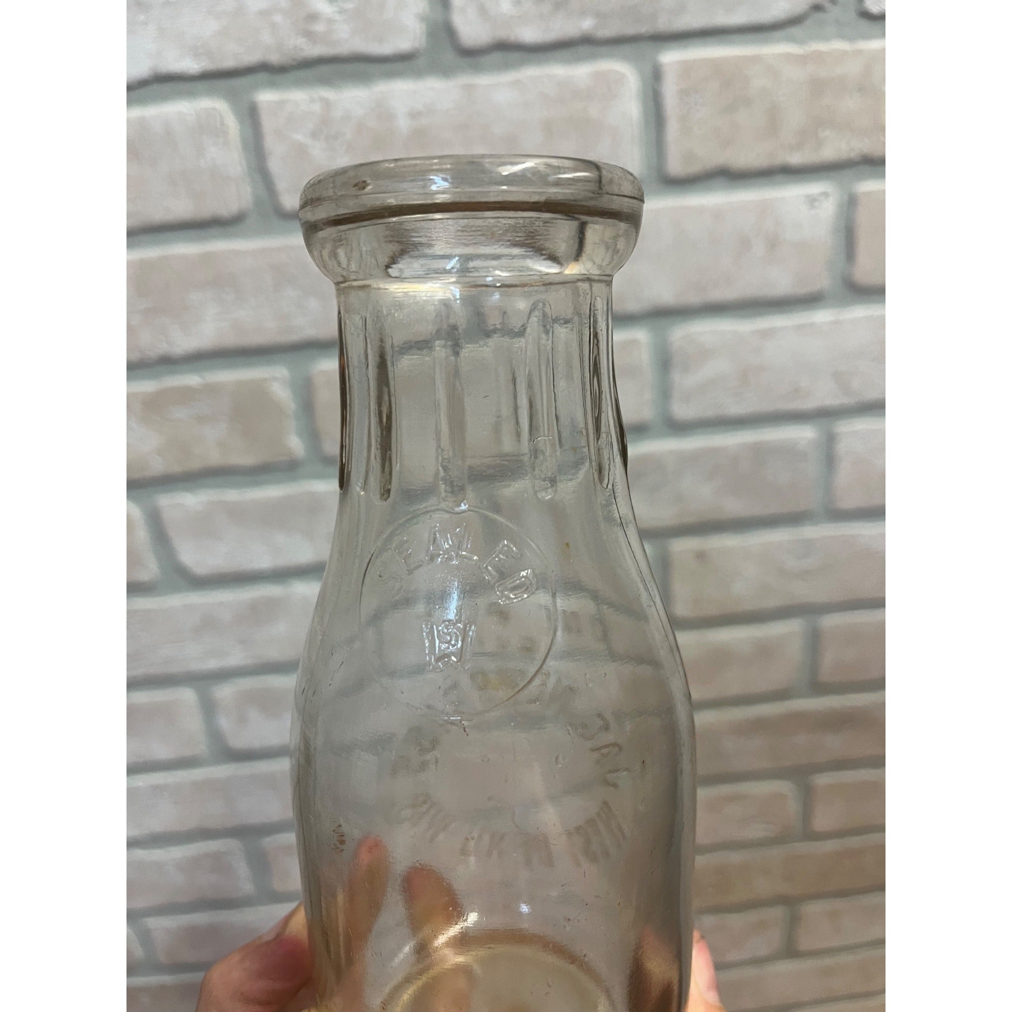Vintage Jac Nehrbass One Pint Glass Milk Dairy Bottle West Bend, Wisconsin WI