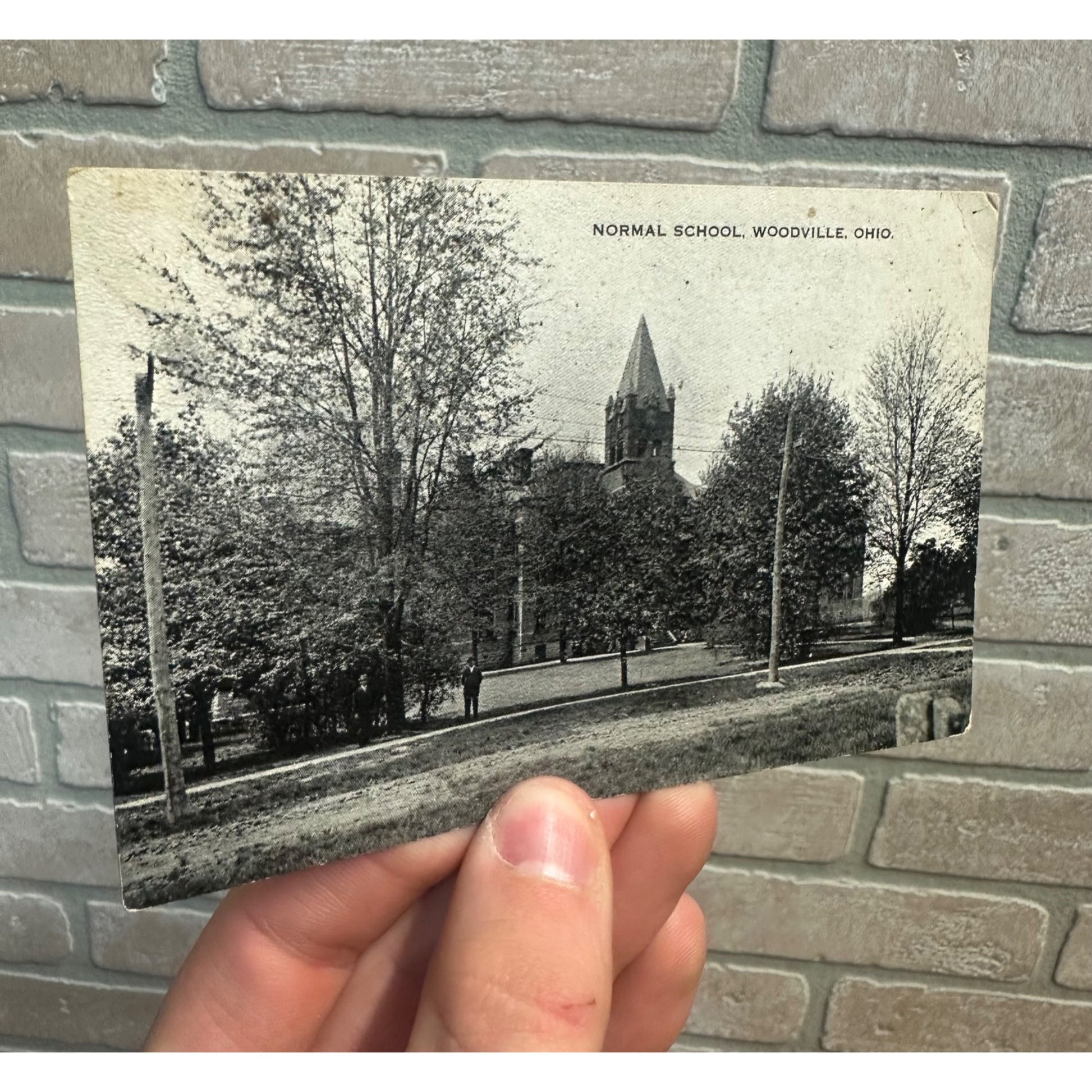 Vintage Normal School Woodville OH Ohio Postcard 1914