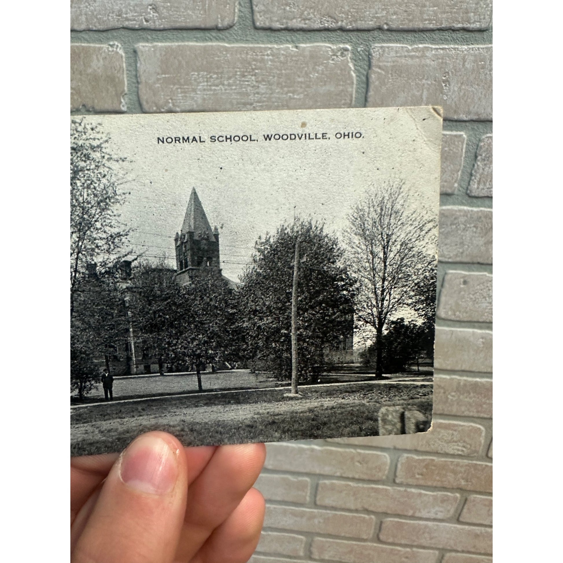 Vintage Normal School Woodville OH Ohio Postcard 1914