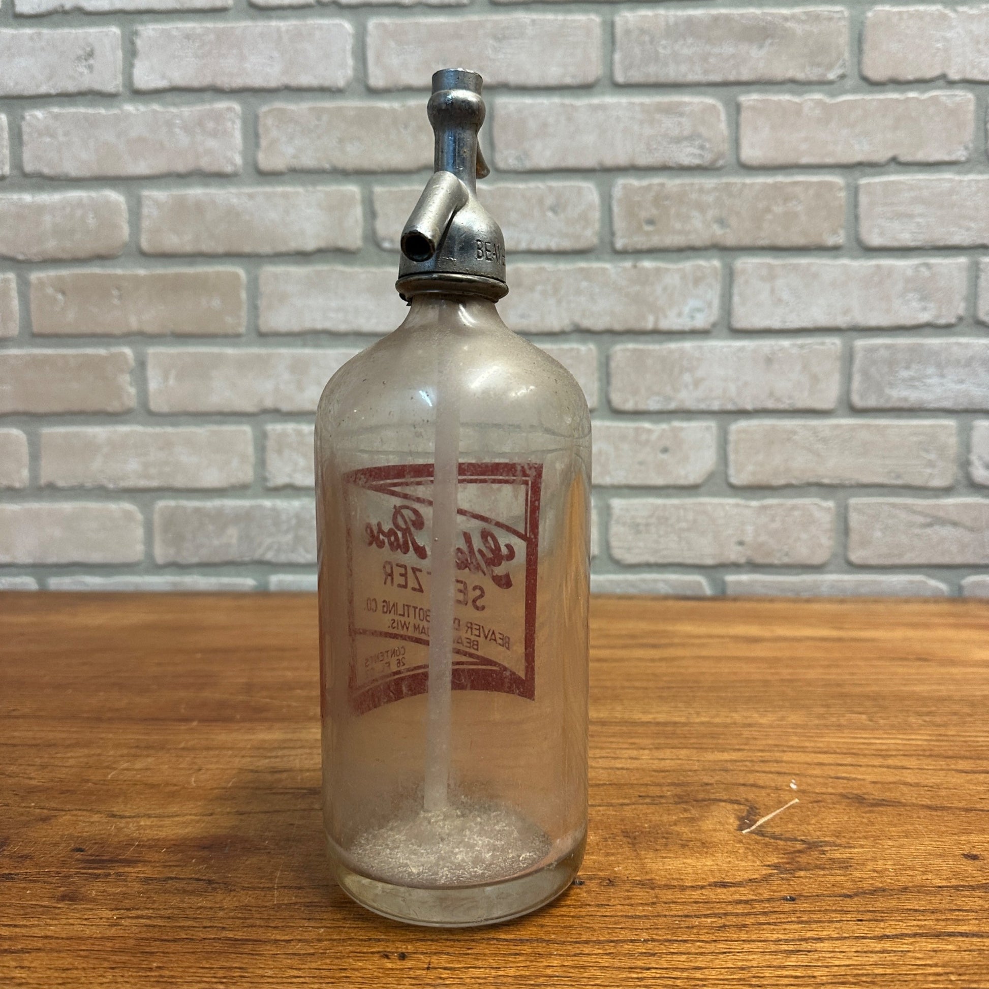 Vintage Seltzer Soda Water Bottle Glen Rose Beaver Dam Wisconsin Red
