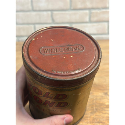 Vintage 1930s Gold Bond A1 Coffee 1lb Tin Can Jewett & Sherman Milwaukee WI