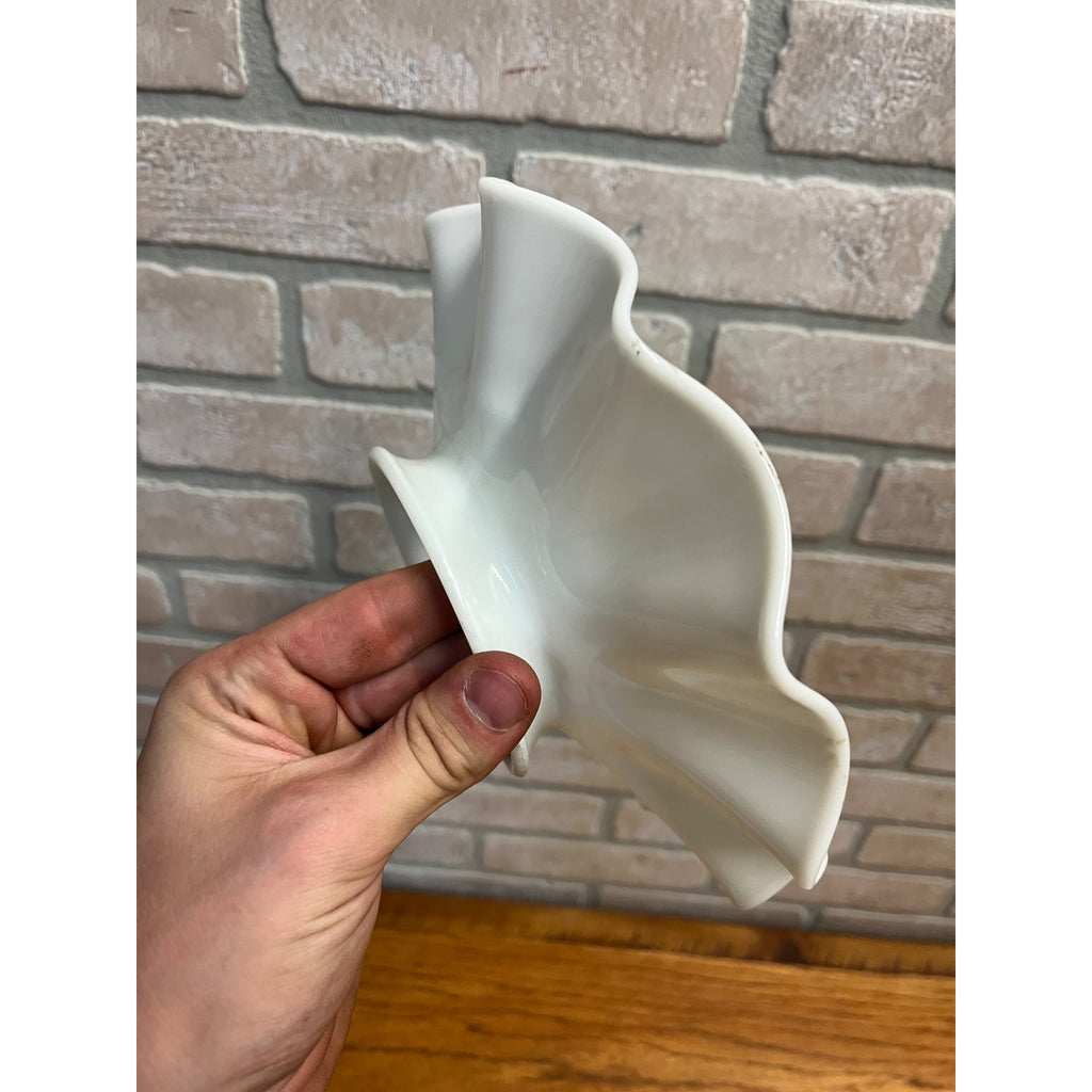 Antique White Milk Glass Pleated Petticoat Oil Lamp Light Shade