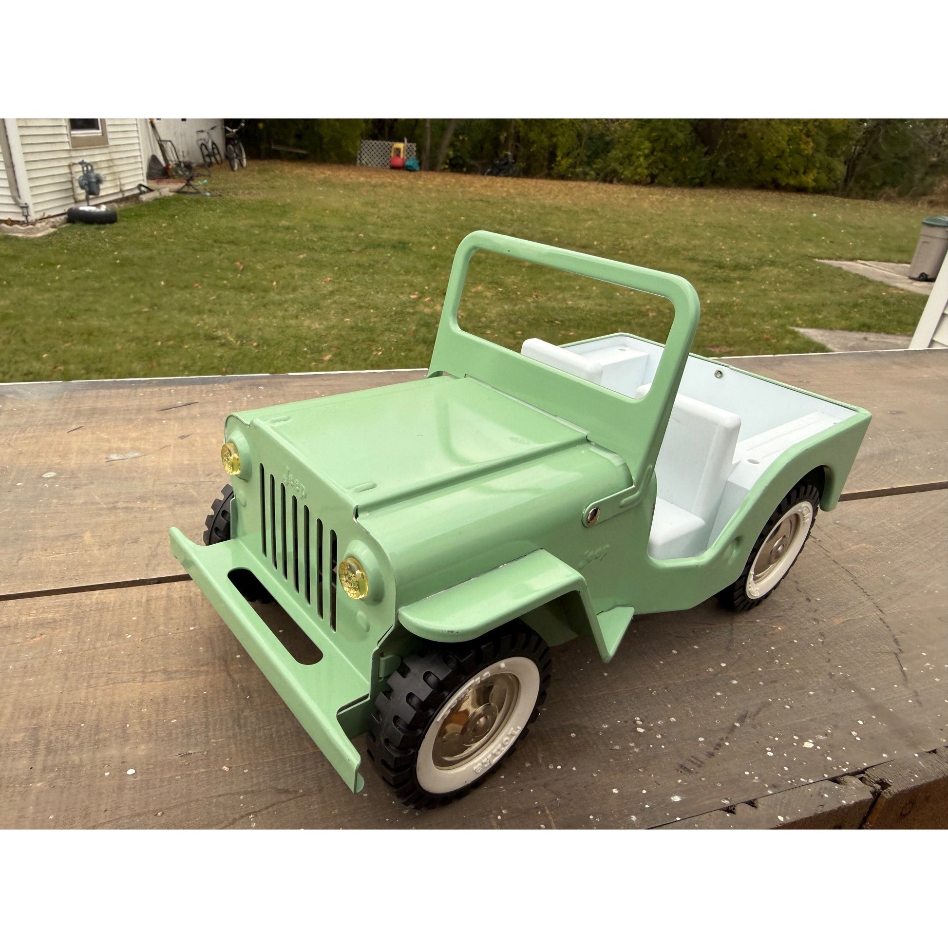 Vintage 1963 Tonka Surry Outdoor Living Green Willys Jeep Pressed Steel Toy