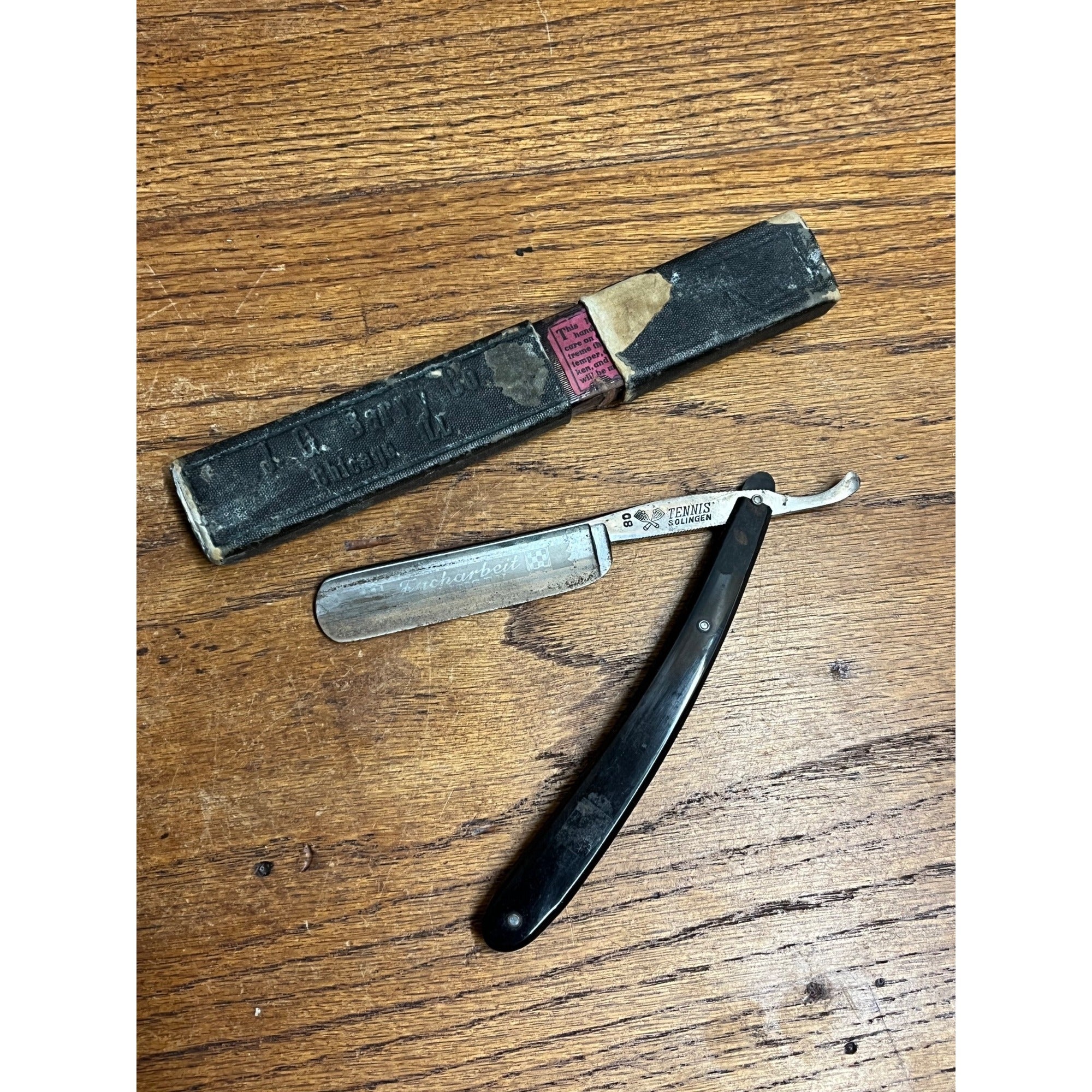 Vintage Tennis Solingen 80 Straight Edge Razor - Black Handle - for Restore