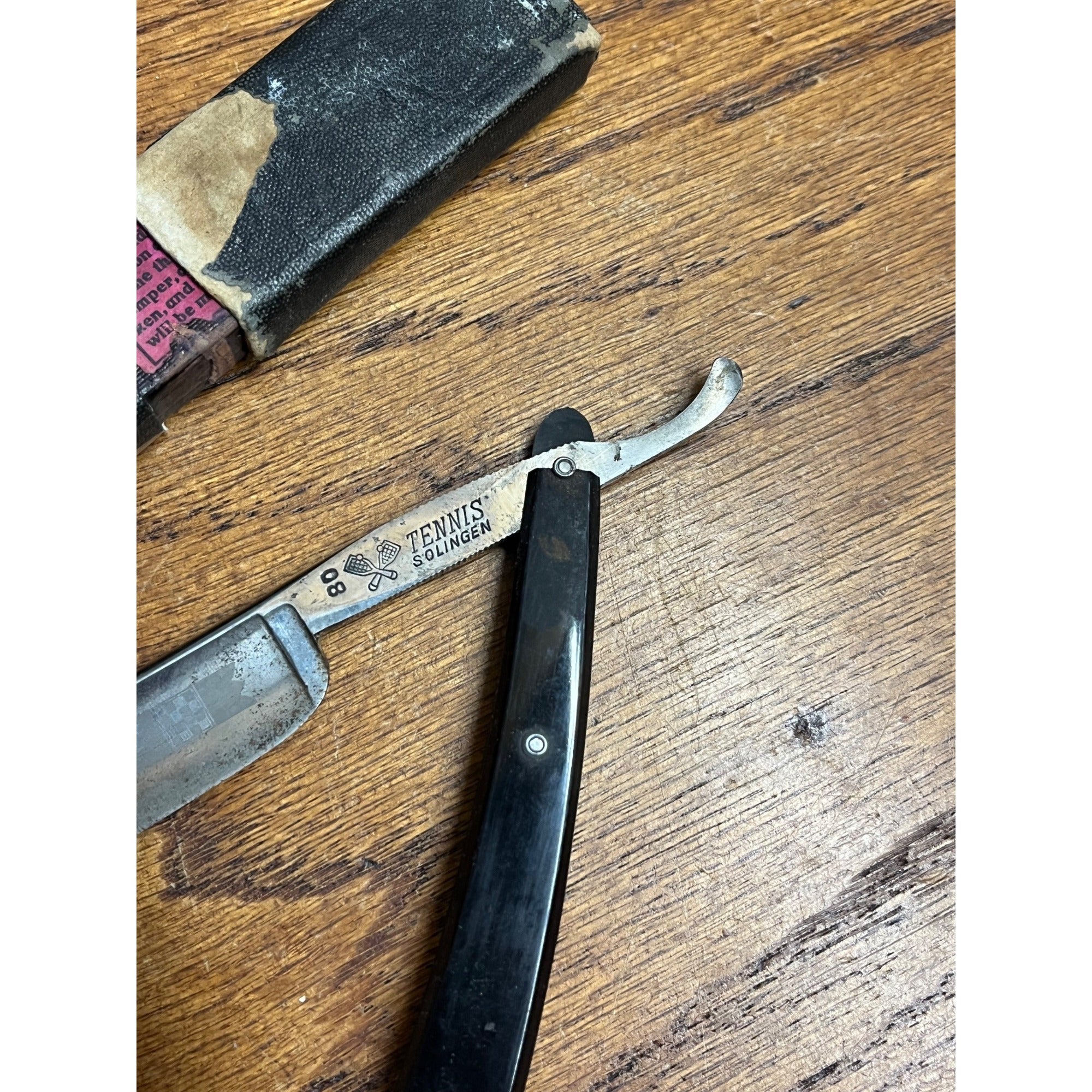Vintage Tennis Solingen 80 Straight Edge Razor - Black Handle - for Restore