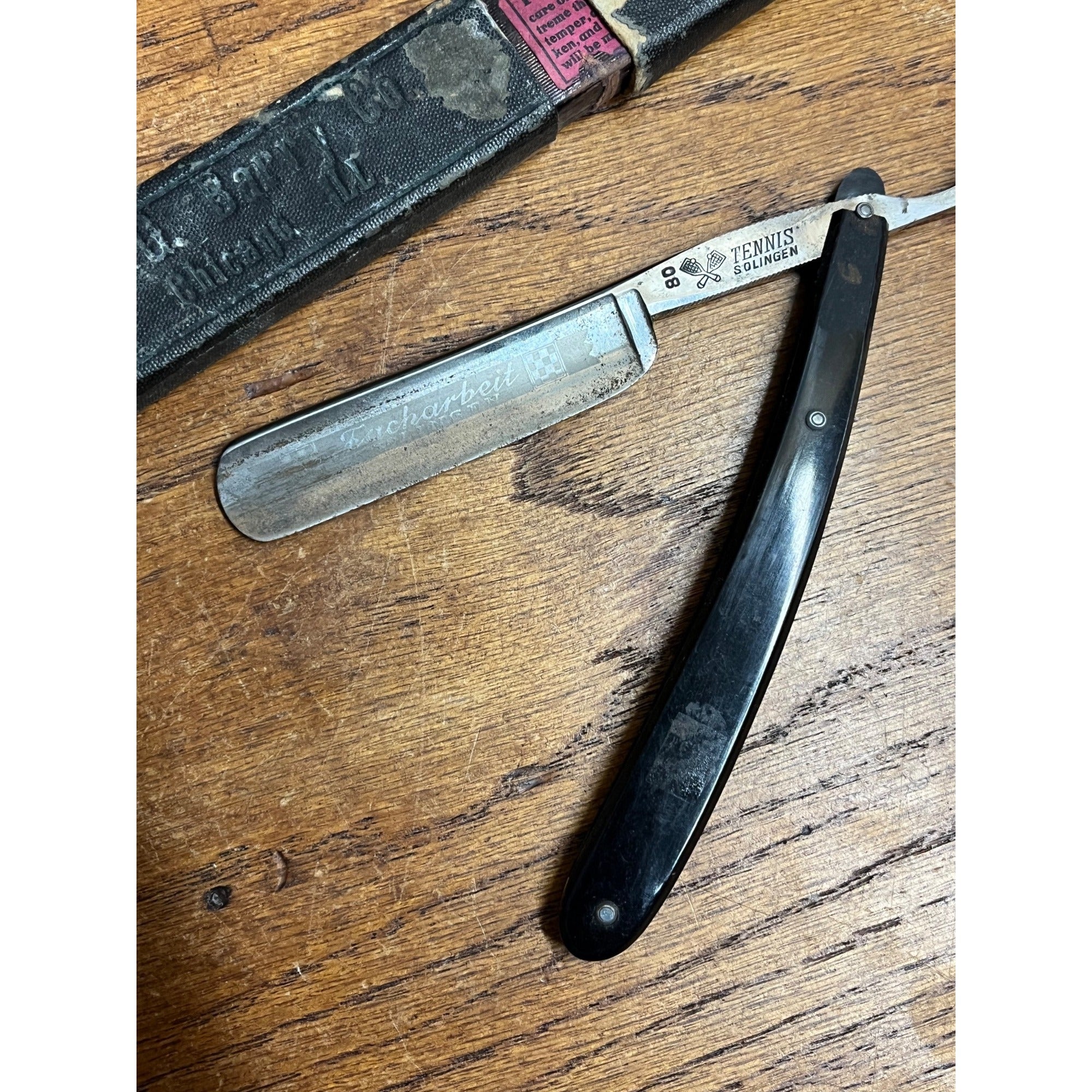 Vintage Tennis Solingen 80 Straight Edge Razor - Black Handle - for Restore