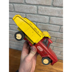 Vintage Tonka Jeep Dump Truck Pressed Metal Red And Yellow 9.5"