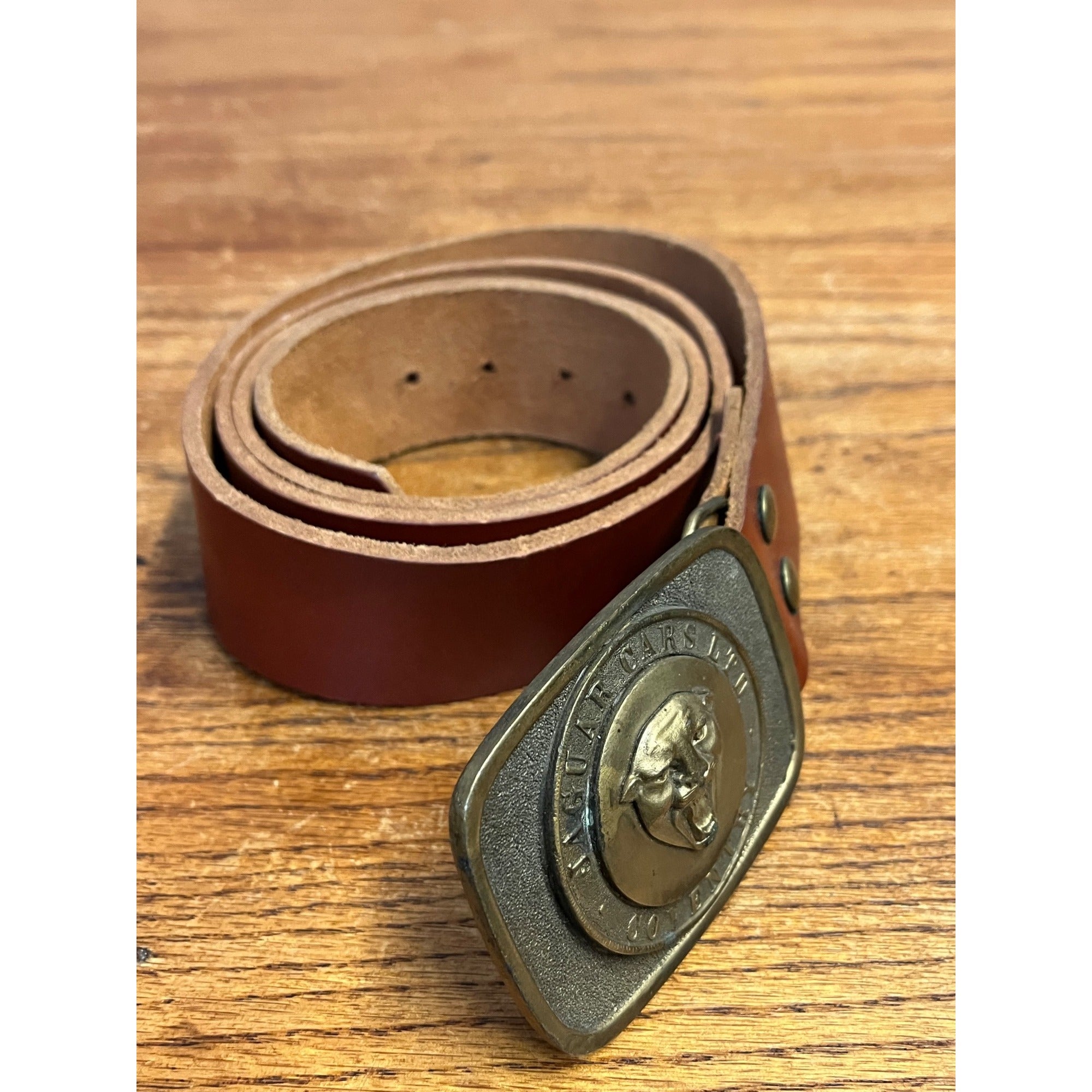 Vintage Jaguar Coventry Car Auto Collectors Dealers Brass Belt Buckle Retro