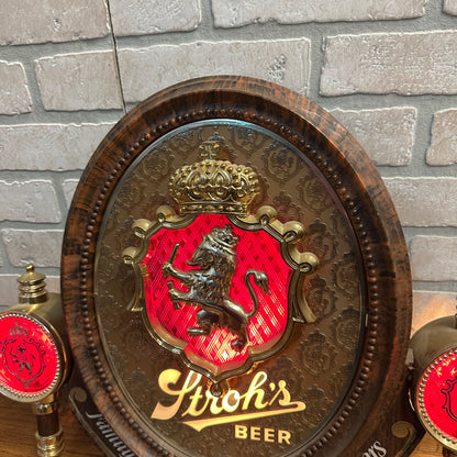 Vintage 1980s Stroh's Beer Lighted Bar Advertising Sign Red Light Plaque - Works