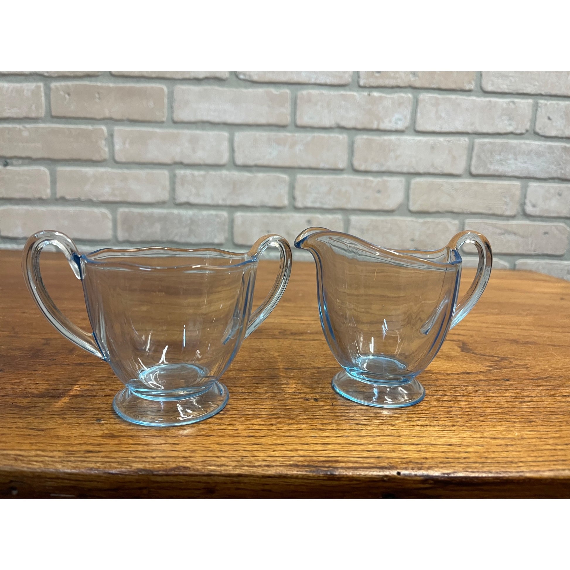 Vintage Fostoria Azure Ice Blue Depression Glass Fairfax Sugar and Creamer