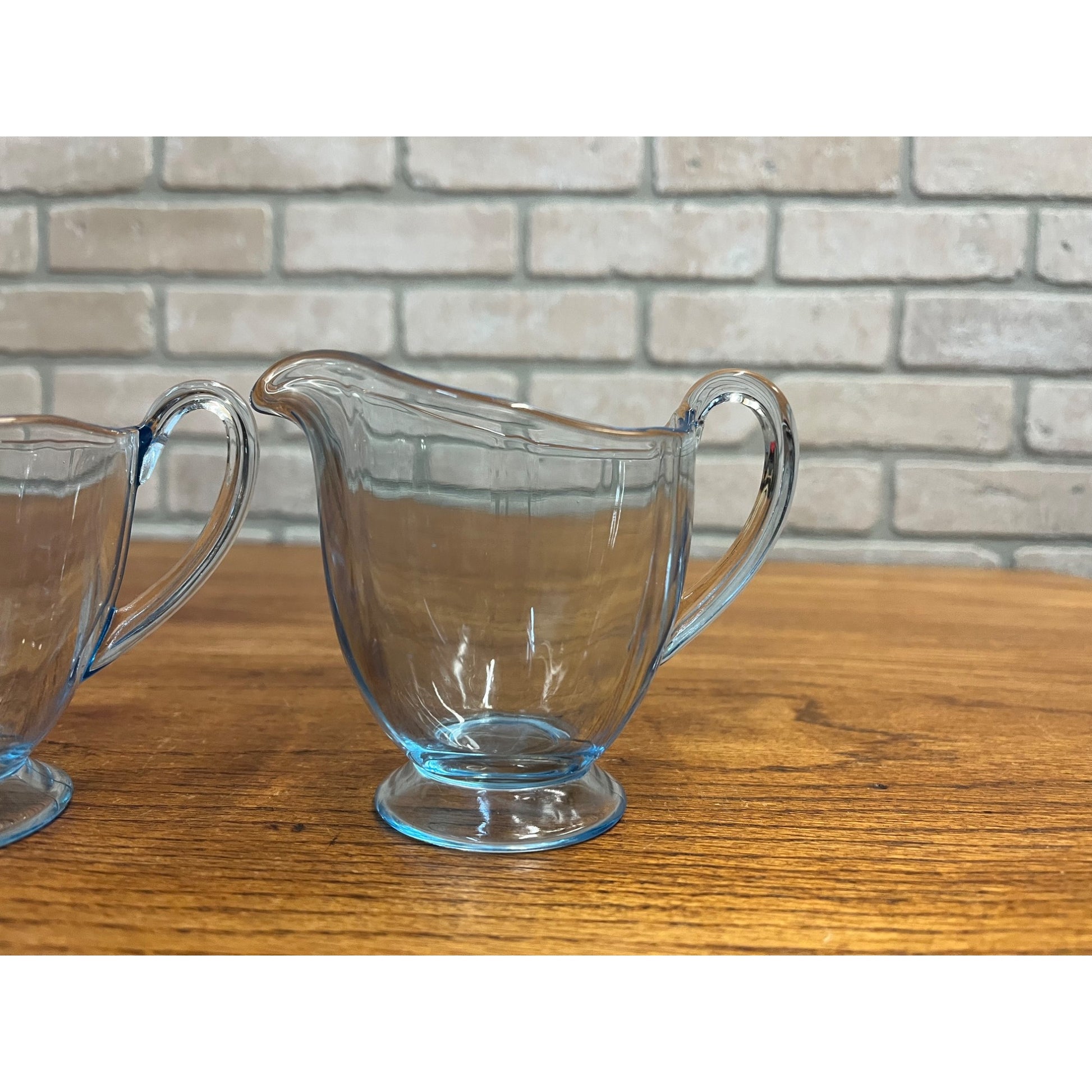 Vintage Fostoria Azure Ice Blue Depression Glass Fairfax Sugar and Creamer