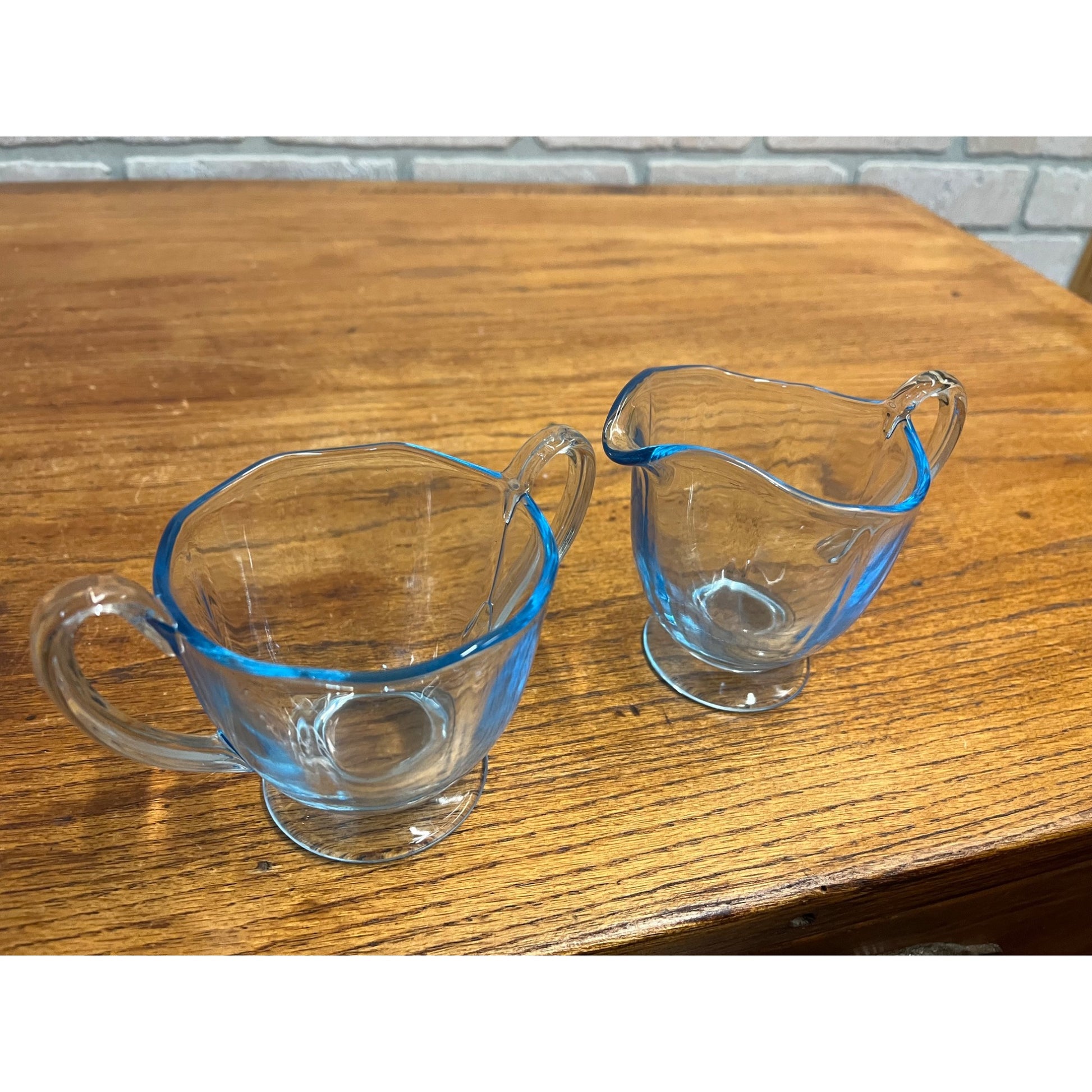 Vintage Fostoria Azure Ice Blue Depression Glass Fairfax Sugar and Creamer