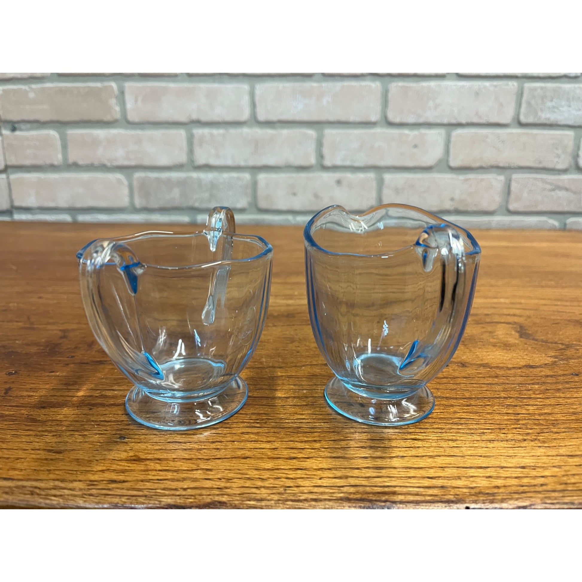 Vintage Fostoria Azure Ice Blue Depression Glass Fairfax Sugar and Creamer